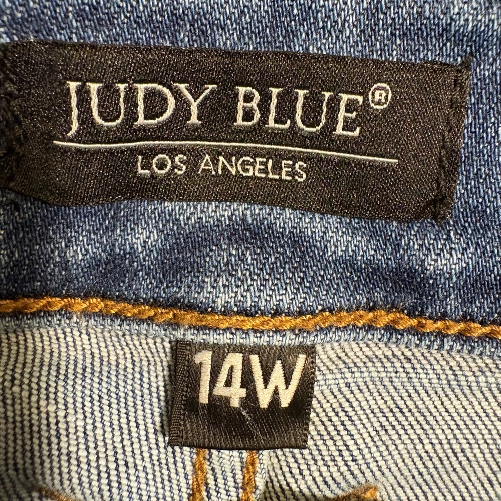 Judy Blue High Rise Wide Leg Jeans Double Button Medium Wash Sz 14W JB82558MD-PL - Picture 10 of 12
